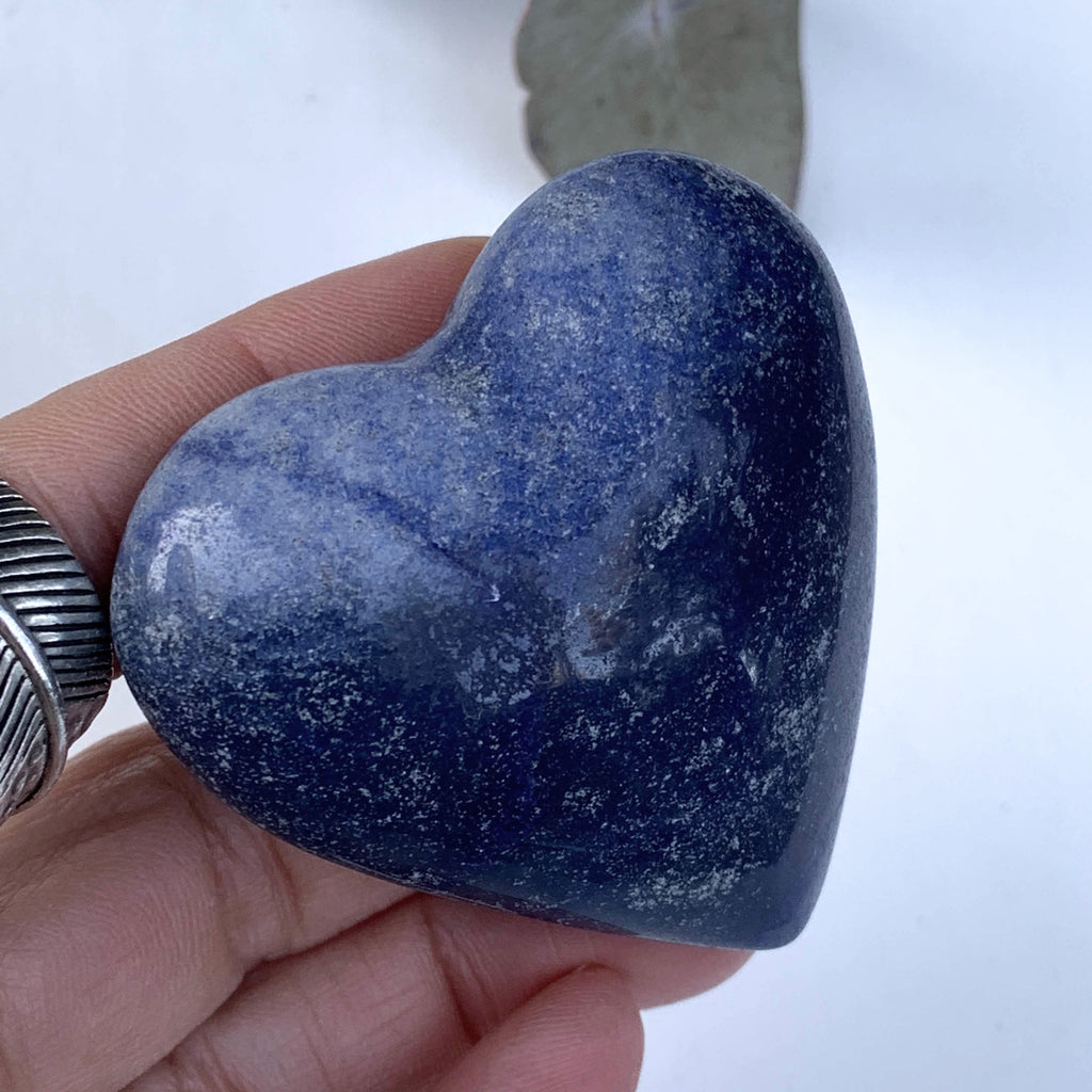 Sweet Blue Dumortierite Love Heart Carving From Brazil #4 - Earth Family Crystals