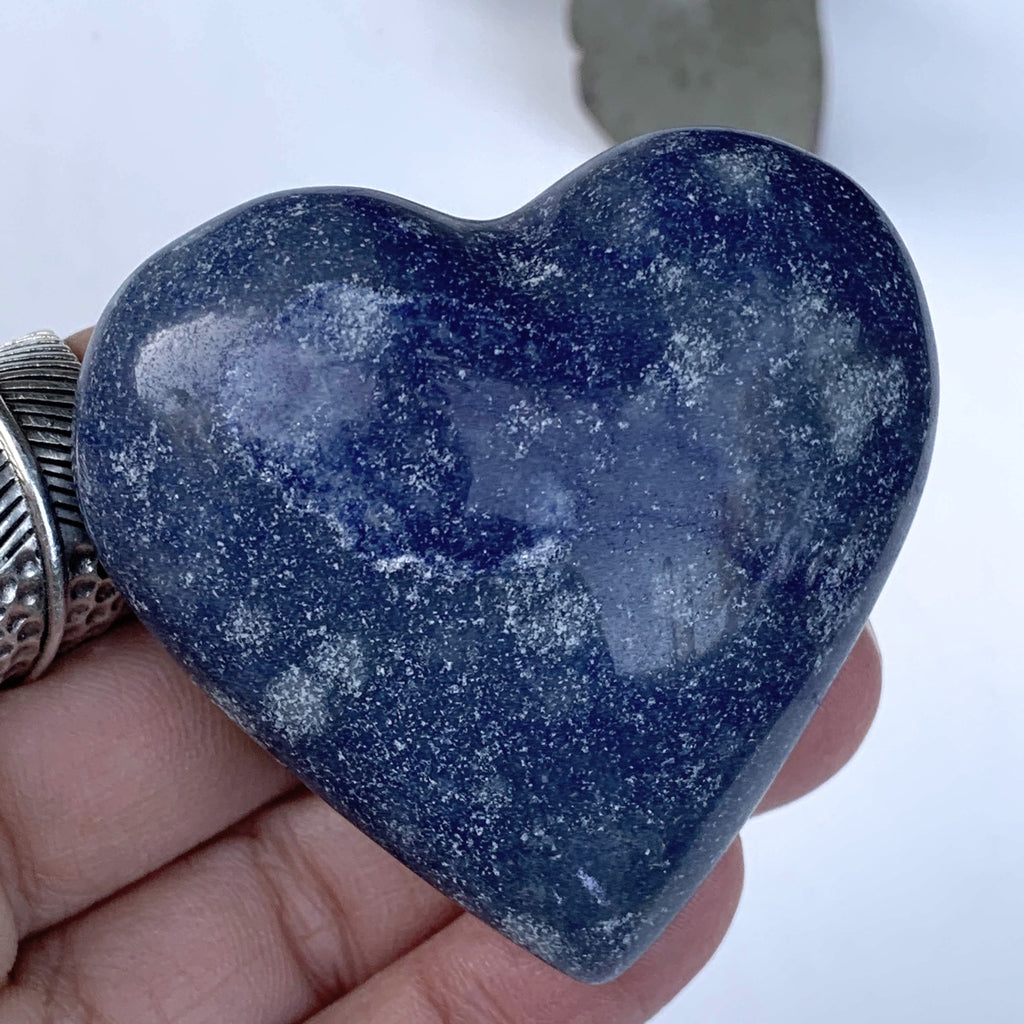 Sweet Blue Dumortierite Love Heart Carving From Brazil #5 - Earth Family Crystals