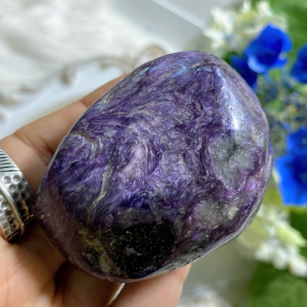 Deep Grape Purple Charoite Free Form Hand Held Specimen #1 - Earth Family Crystals