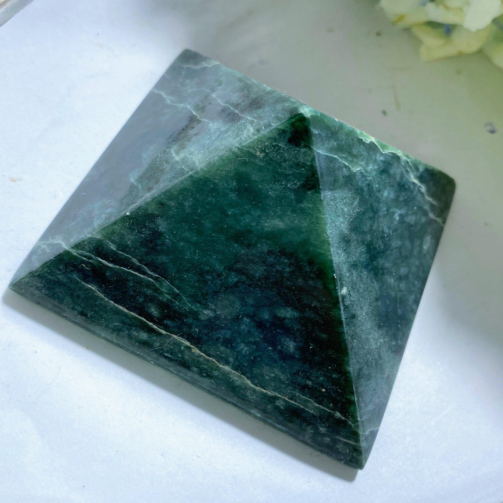 Green Jade Pyramid Large Display Carving - Earth Family Crystals
