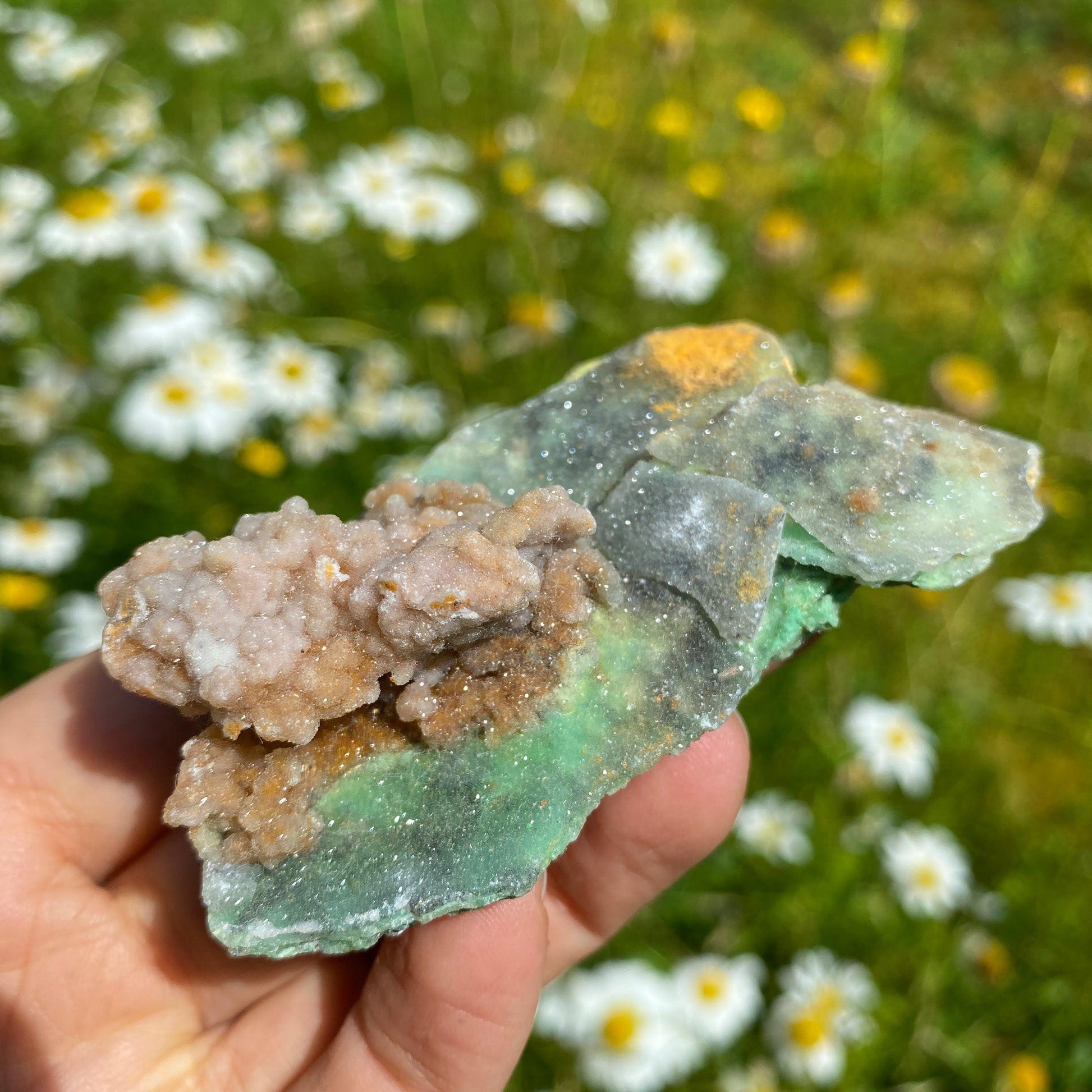 NEW RARE FIND! Sparkling Pink & Green Chalcedony Natural Specimen #8 - Earth Family Crystals