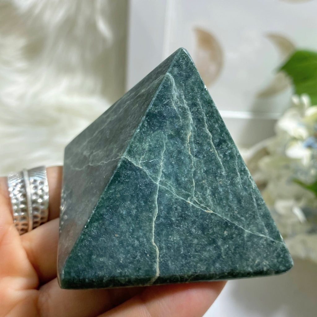 Green Green Jade Pyramid Medium Display Carving #1 - Earth Family Crystals