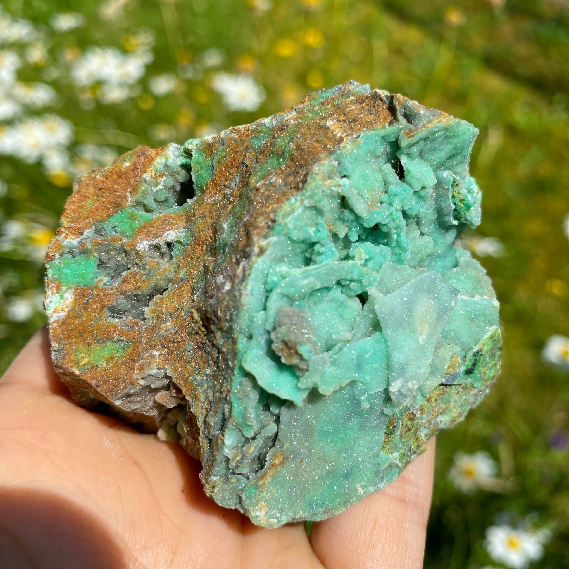 NEW RARE FIND! Large Sparkling Pink & Green Chalcedony Natural Specimen #5 - Earth Family Crystals