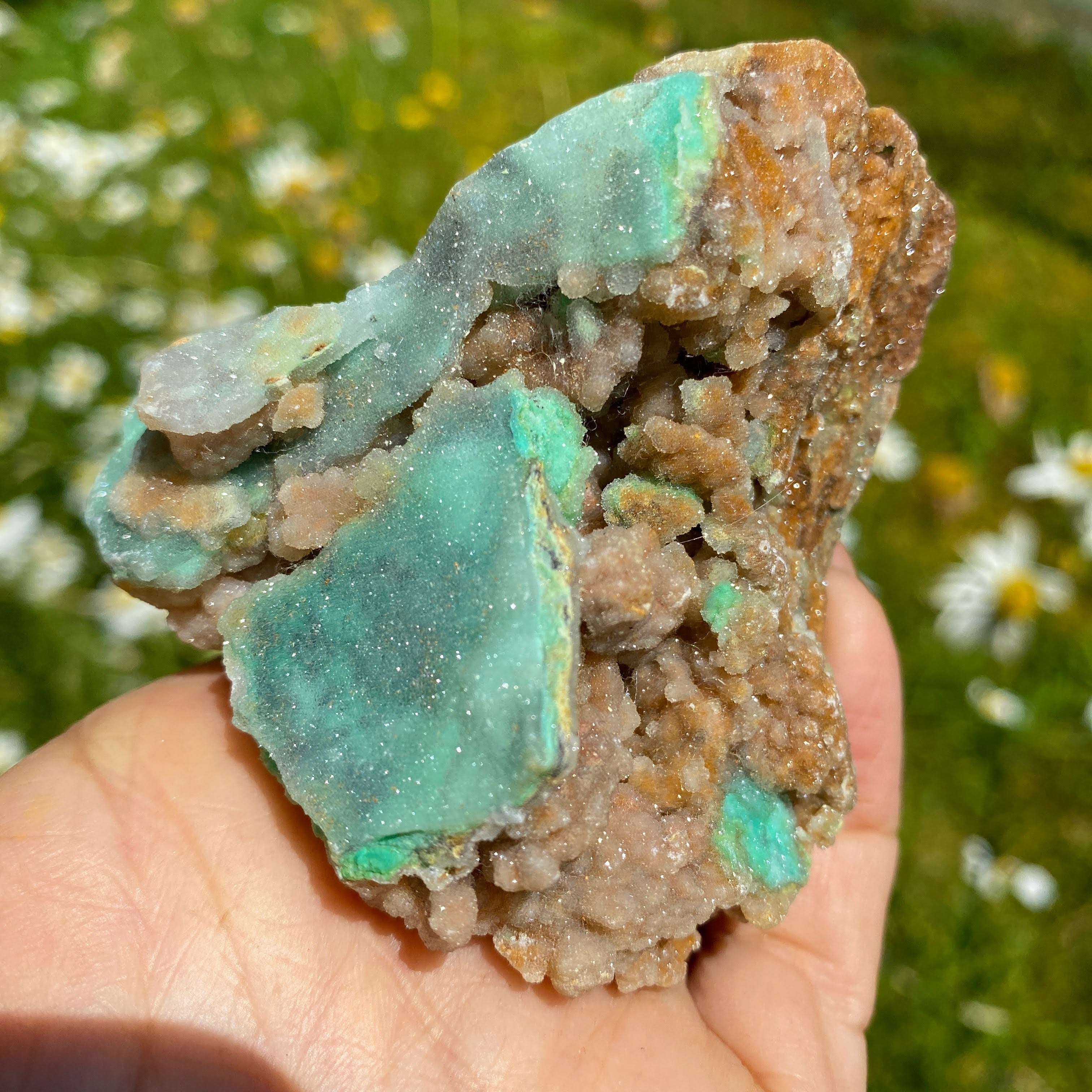 NEW RARE FIND! Large Sparkling Pink & Green Chalcedony Natural Specimen #4 - Earth Family Crystals
