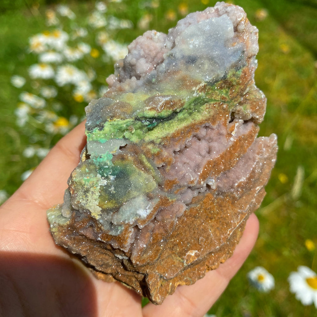 NEW RARE FIND! Large Sparkling Pink & Green Chalcedony Natural Specimen #3 - Earth Family Crystals