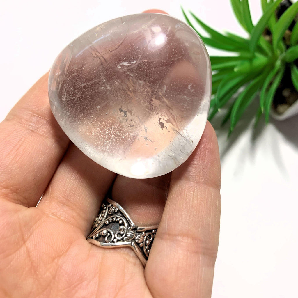 Optical Clear Quartz Polished Palm Stone From Madagascar - Earth Family Crystals