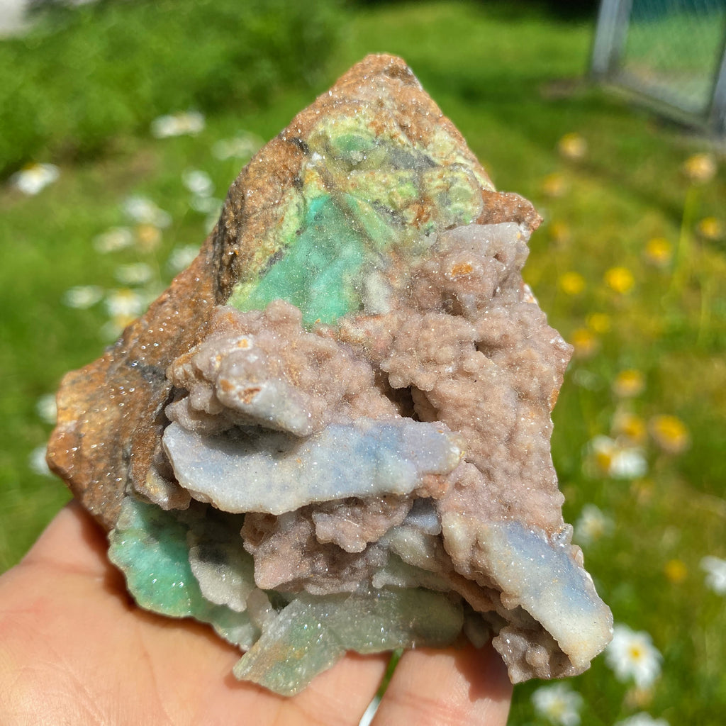 NEW RARE FIND! Large Sparkling Pink & Green Chalcedony Natural Specimen #2 - Earth Family Crystals