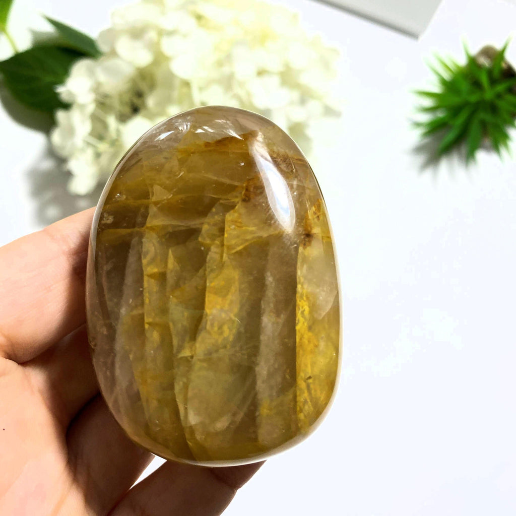 Golden Chunky Hematoid Quartz Palm Stone From Madagascar #2 - Earth Family Crystals