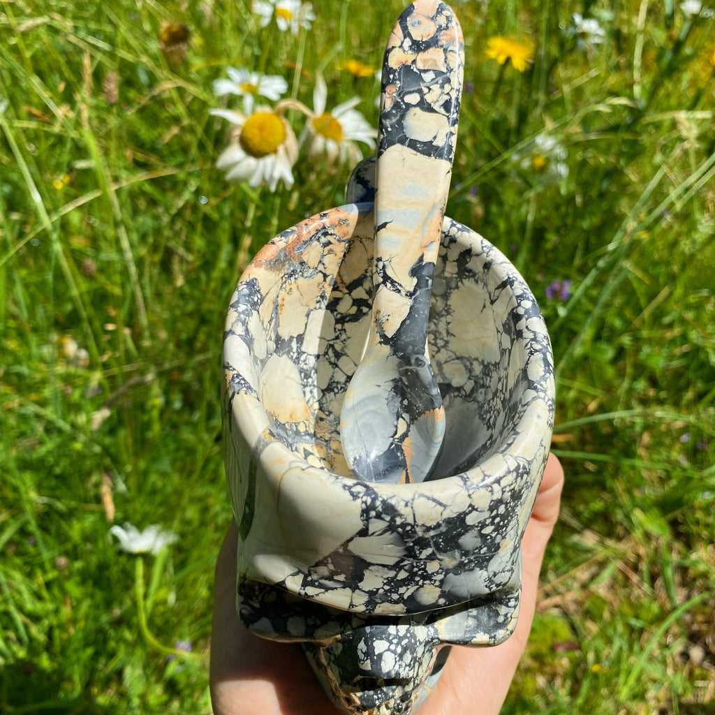 Incredibly Unique! XL Maligano Jasper Skull Bowl Hand Carved Display Specimen - Earth Family Crystals