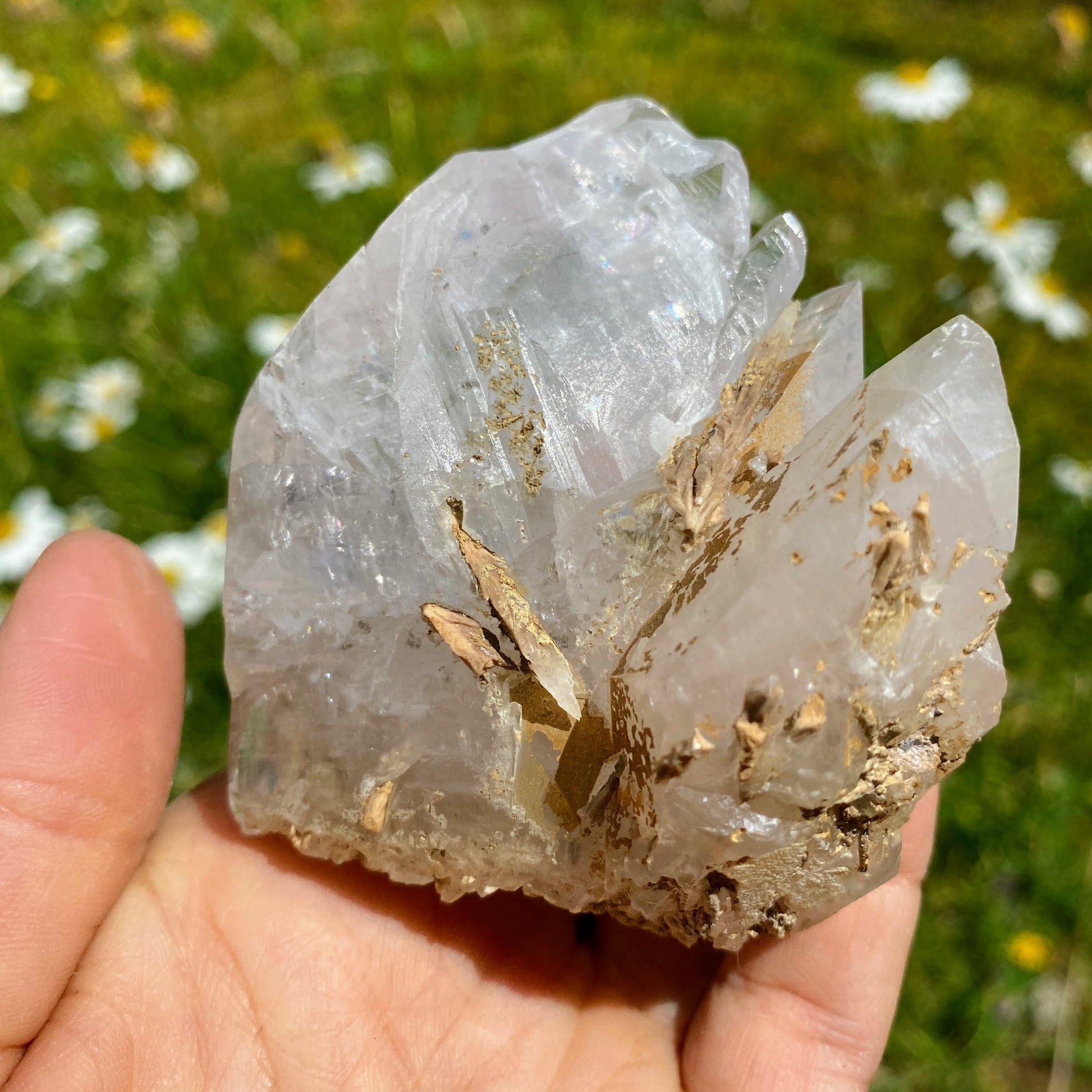Rare Find! Old collection Chunky Natural Calcite Crystal with Aragonite inclusions from Dalnegorsk, Russia - Earth Family Crystals