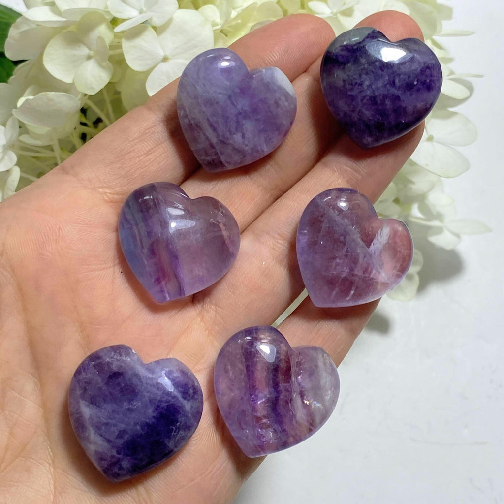 One Purple Fluorite Small Heart Carving - Earth Family Crystals