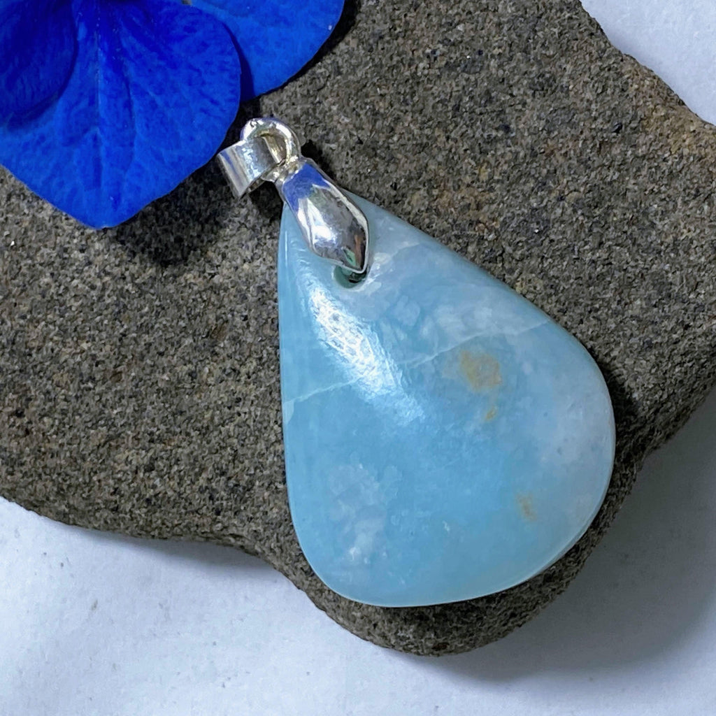 Ocean Blue Larimar Gemstone Pendant (Includes Silver Chain) - Earth Family Crystals