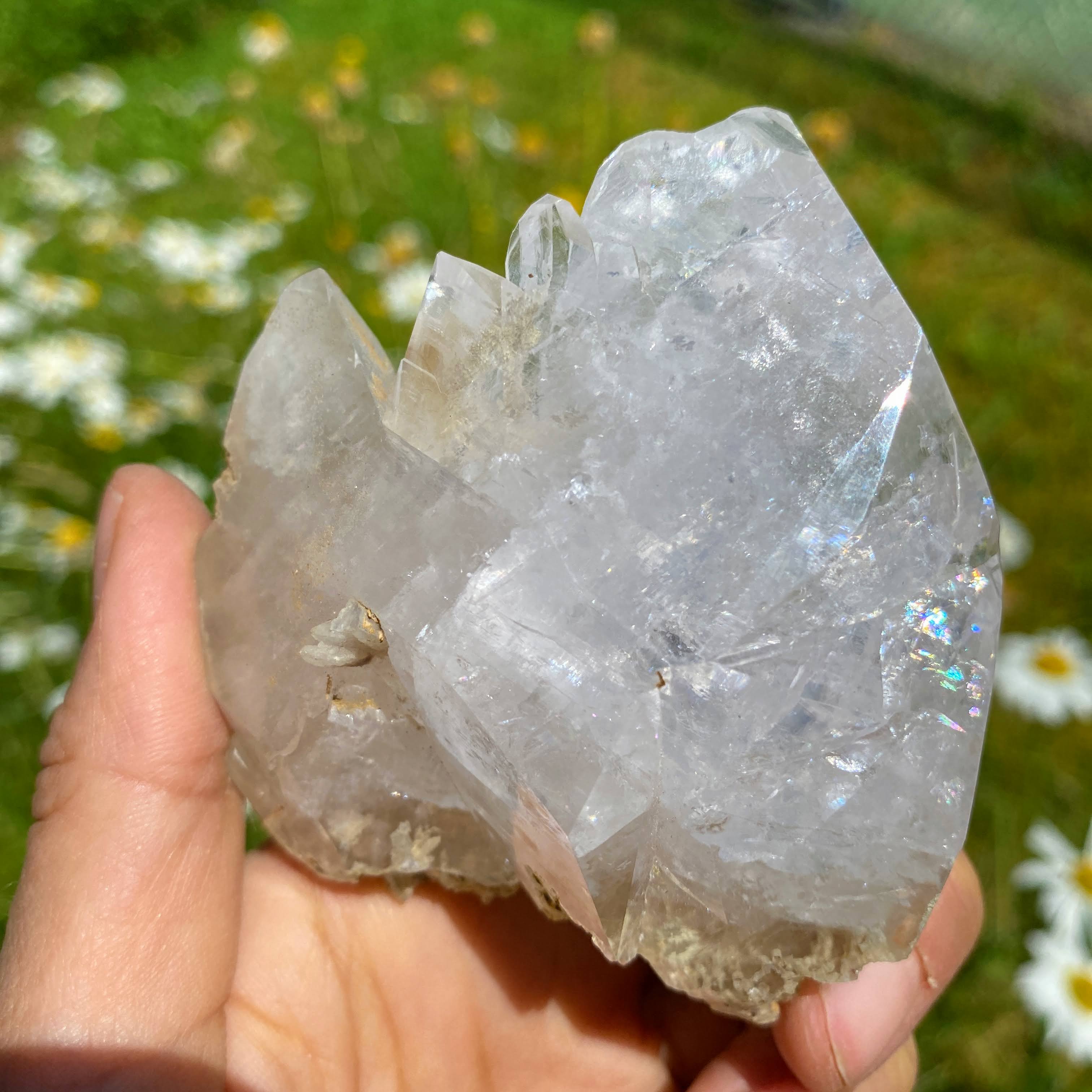 Rare Find! Old collection Chunky Natural Calcite Crystal with Aragonite inclusions from Dalnegorsk, Russia - Earth Family Crystals