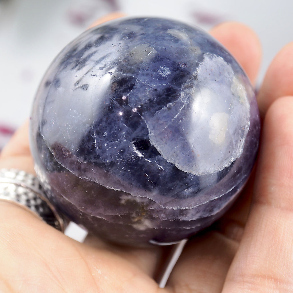 Gorgeous Crisp Violet Blue Iolite Sphere Carving #2 - Earth Family Crystals