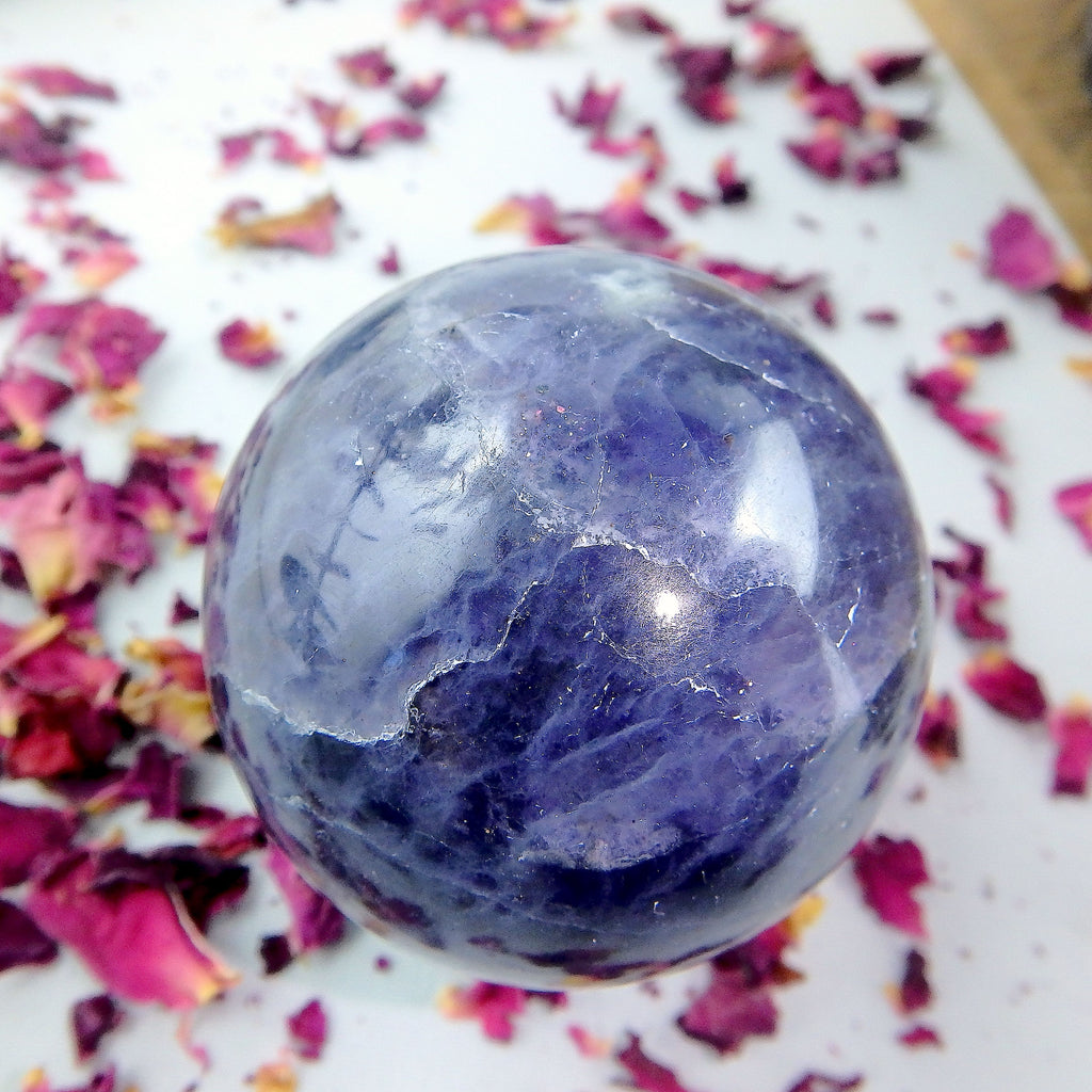Stunning Crisp Violet Blue Iolite Sphere Carving #1 - Earth Family Crystals