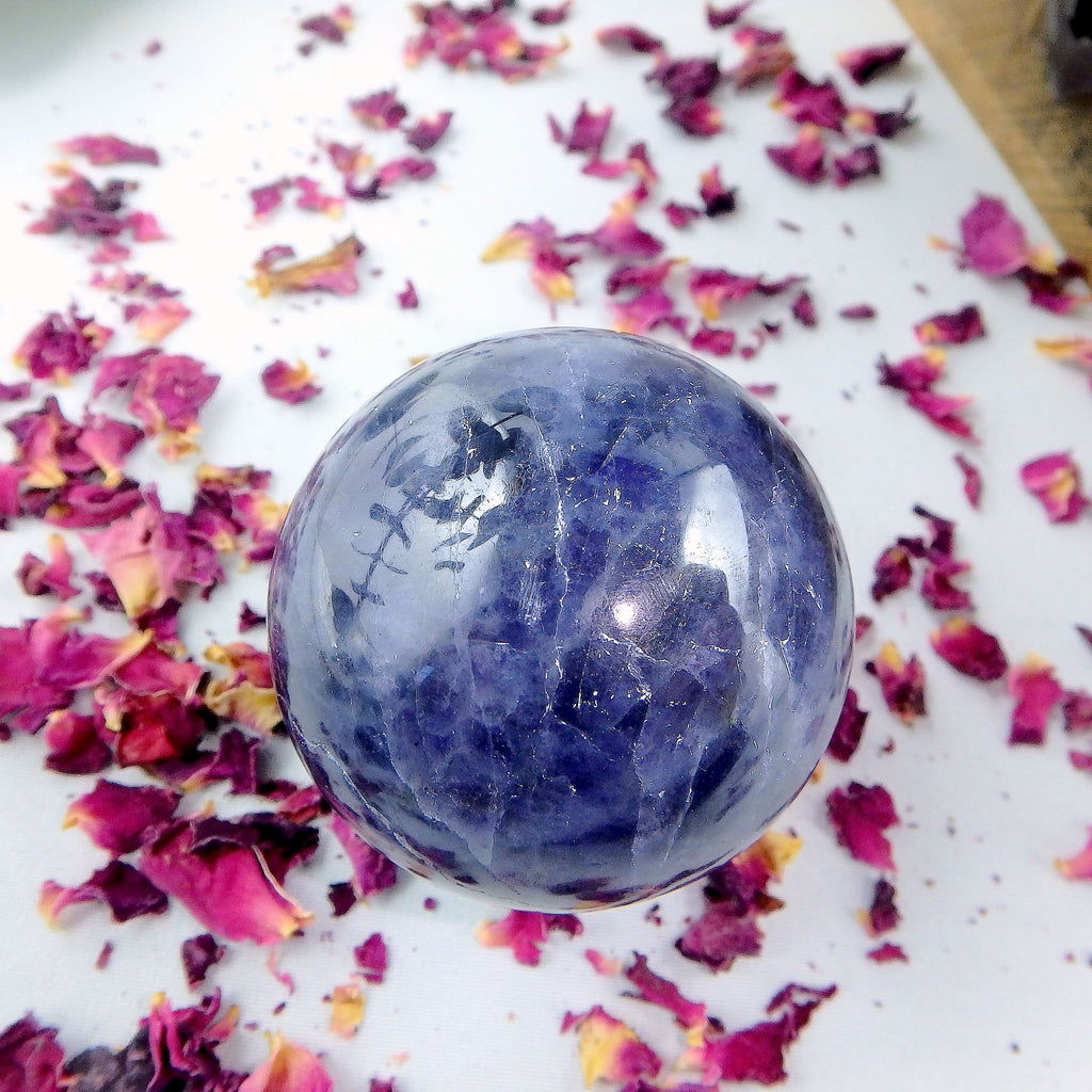 Stunning Crisp Violet Blue Iolite Sphere Carving #1 - Earth Family Crystals