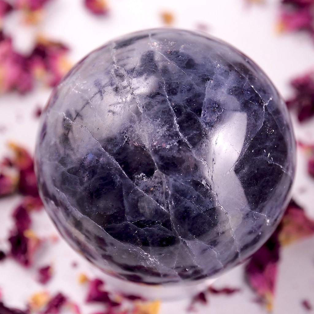 Gorgeous Crisp Violet Blue Iolite Sphere Carving #2 - Earth Family Crystals