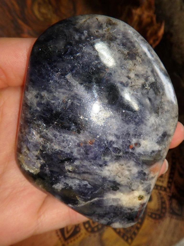 Large & Shiny Iolite Specimen With Orange Sunstone Inclusions - Earth Family Crystals