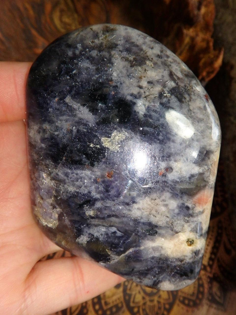 Large & Shiny Iolite Specimen With Orange Sunstone Inclusions - Earth Family Crystals