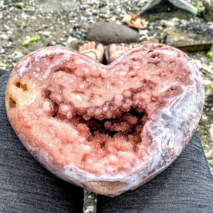 Incredible 3 LB XXL Deep Pink Amethyst Druzy Love Heart Carving - Earth Family Crystals
