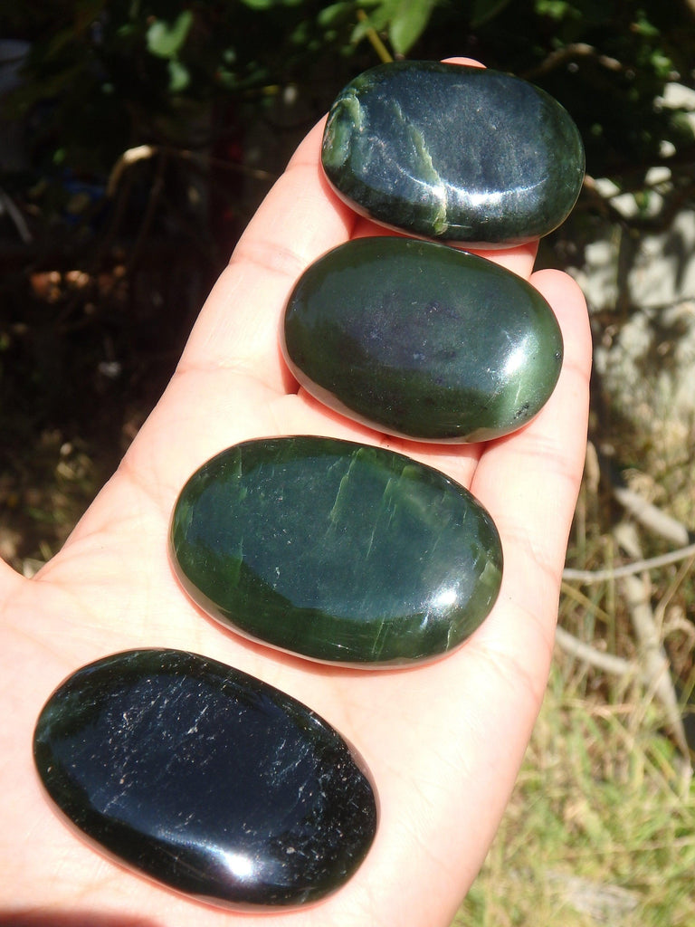 Delightful Dark Forest Green BC Jade Handheld Worry Stone 1 - Earth Family Crystals