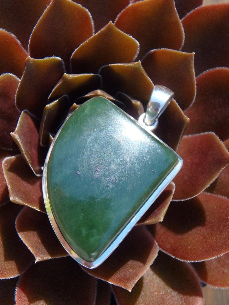 Fabulous Dark Green Jade Pendant In Sterling Silver (Includes Silver Chain) - Earth Family Crystals