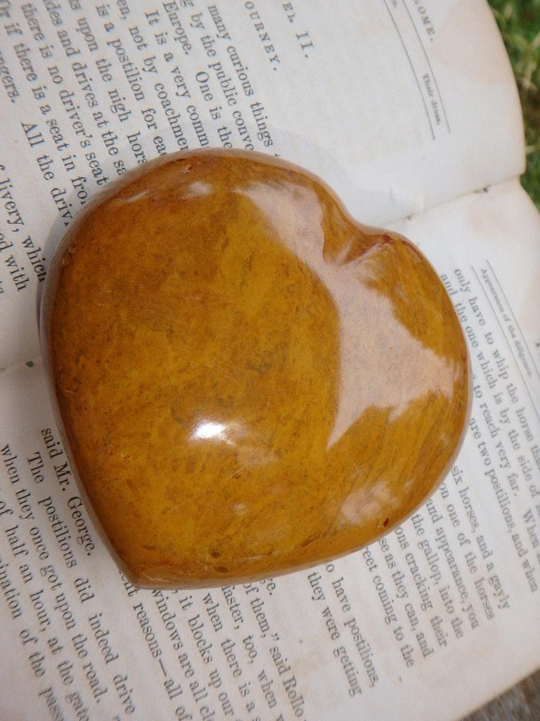 Mustard Orange Polychrome Jasper Love Heart With Cave - Earth Family Crystals