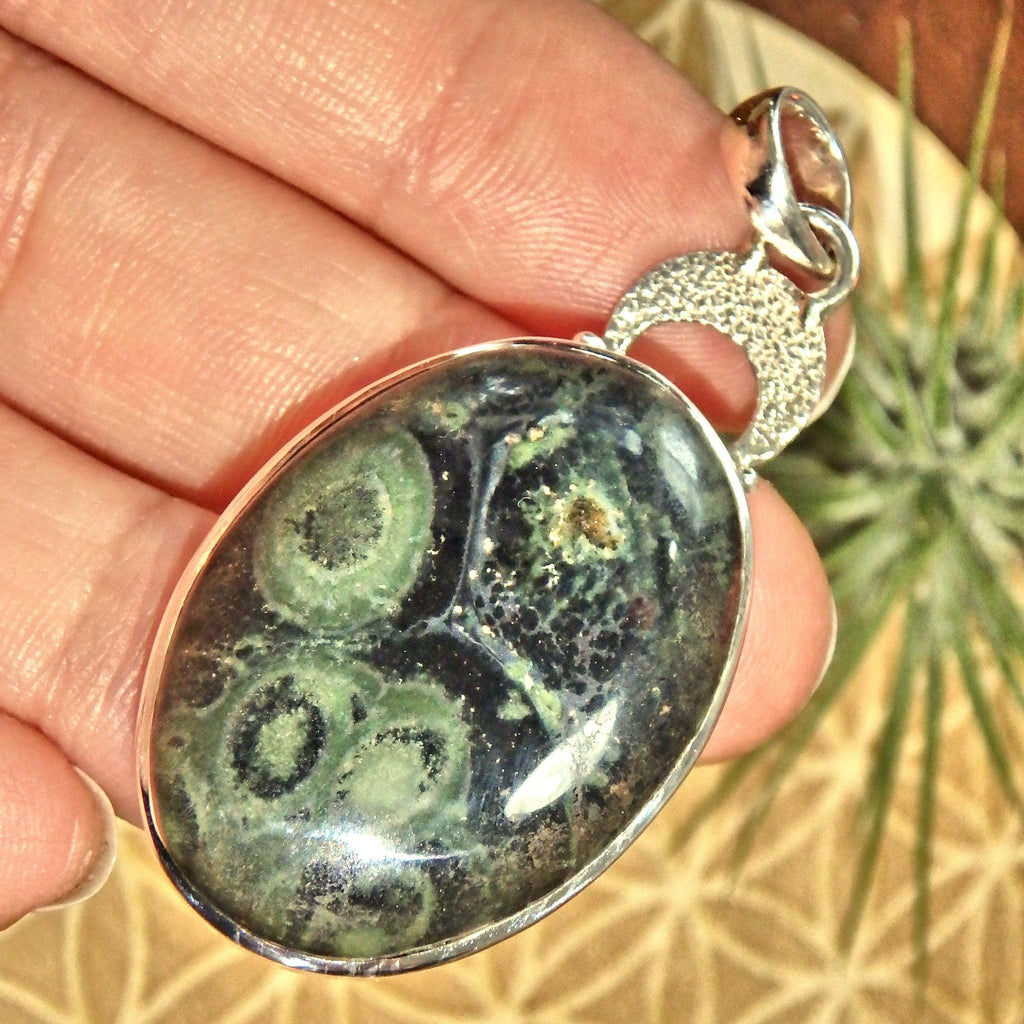 Forest Green Swirls Kambaba Jasper Sterling Silver Pendant (Includes Silver Chain) - Earth Family Crystals