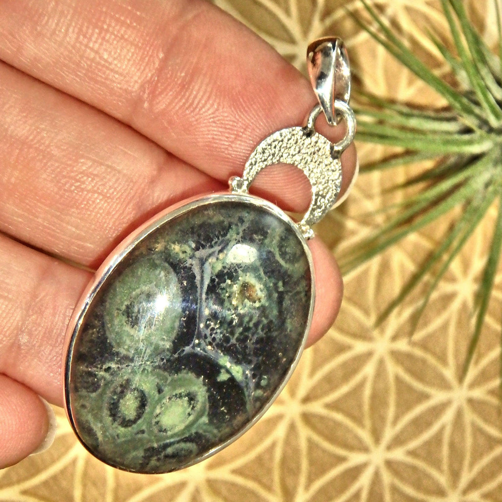 Forest Green Swirls Kambaba Jasper Sterling Silver Pendant (Includes Silver Chain) - Earth Family Crystals