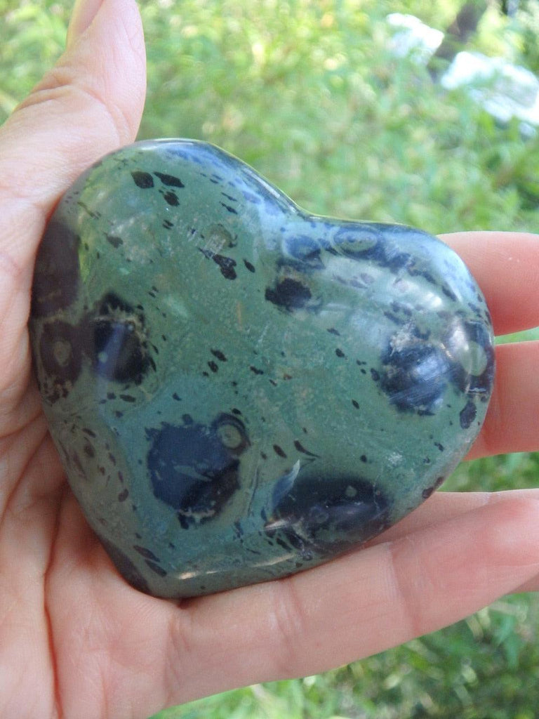 Warming Vibes Soothing Green Kambaba Jasper Love Heart *REDUCED* - Earth Family Crystals
