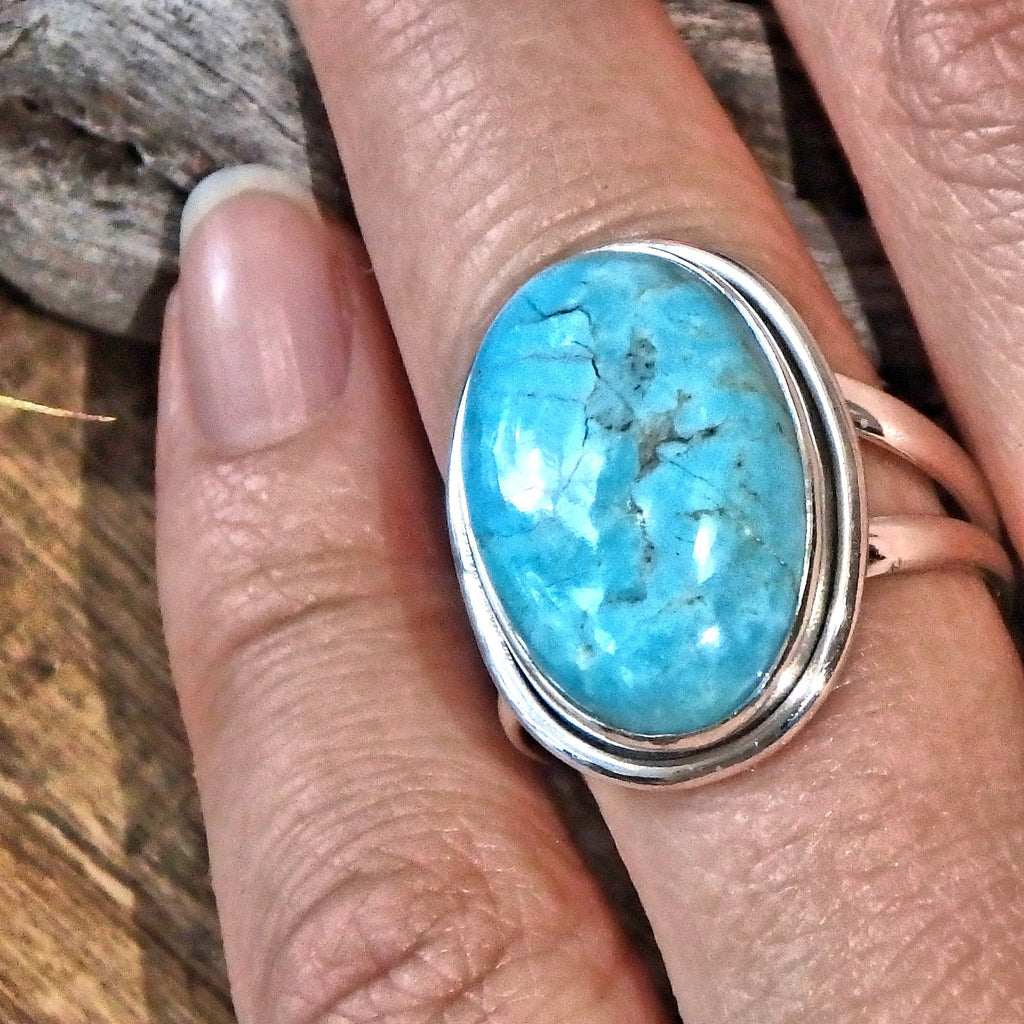 Beautiful Blue Kingman Turquoise Sterling Silver Ring (Size 9) - Earth Family Crystals