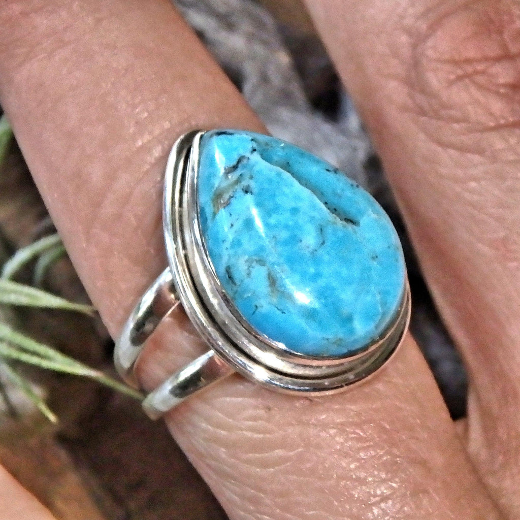 Gorgeous Blue Kingman Turquoise Sterling Silver Ring (Size 8) - Earth Family Crystals