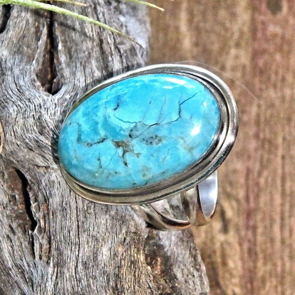 Beautiful Blue Kingman Turquoise Sterling Silver Ring (Size 9) - Earth Family Crystals
