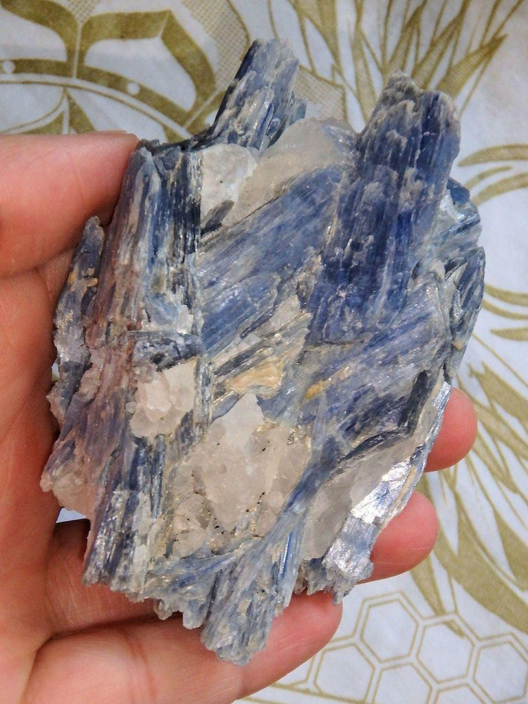 Blue Kyanite Cluster With Quartz & Garnet Inclusions From Brazil - Earth Family Crystals