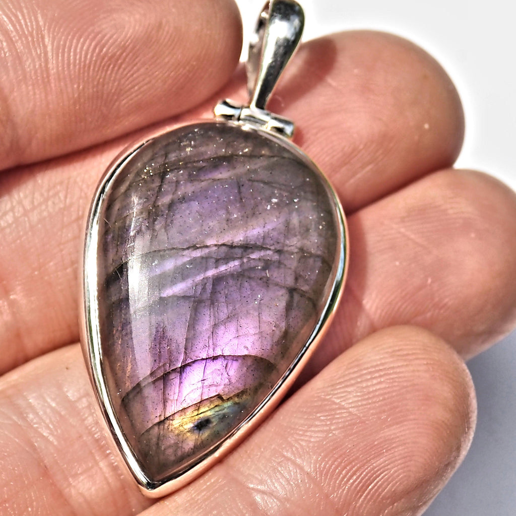 Rare & Mystical Purple Labradorite Sterling Silver Pendant (Includes Silver Chain) #2 - Earth Family Crystals