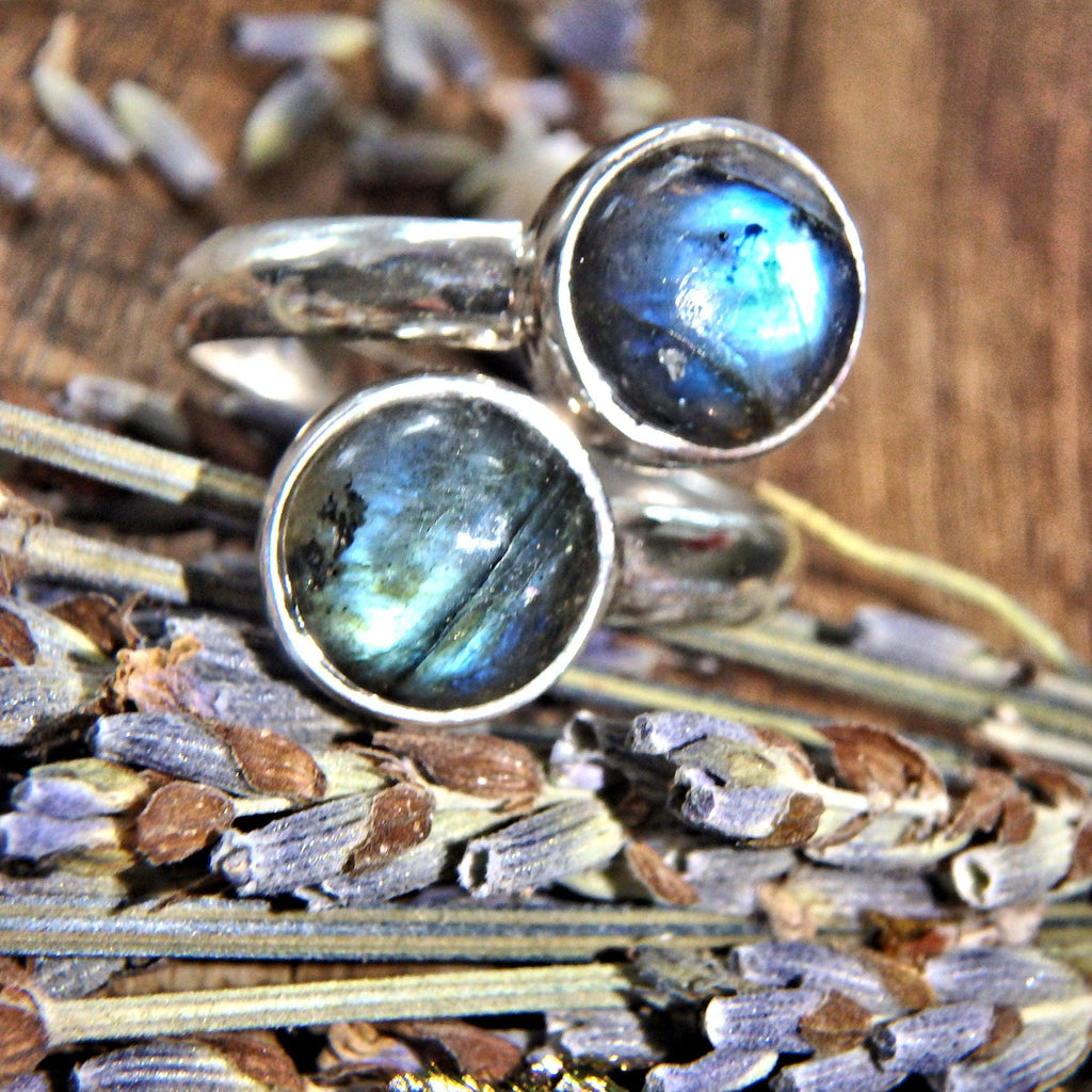 Flashy Blue Labradorite Sterling Silver Ring (Adjustable~Size 6.5-7.5) - Earth Family Crystals