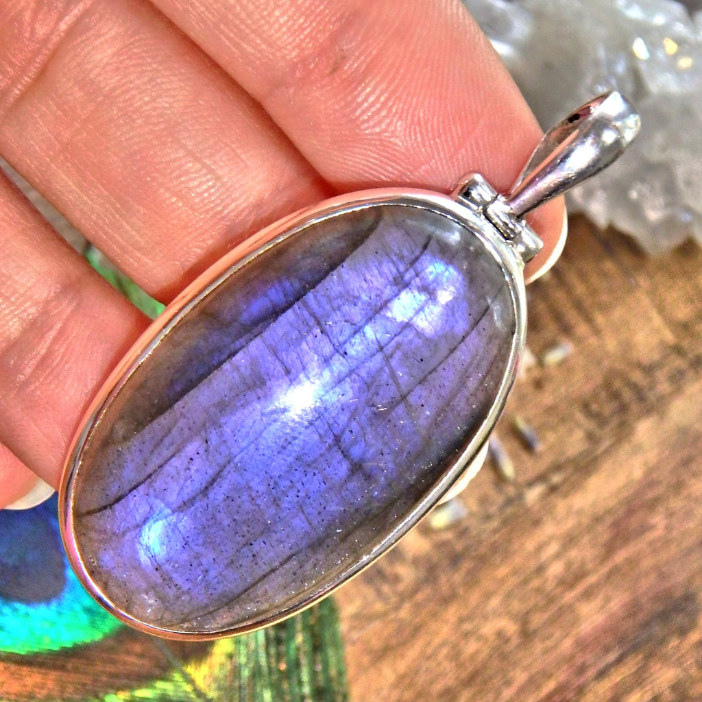 Rare Purple Labradorite Sterling Silver Pendant (Includes Silver Chain) - Earth Family Crystals