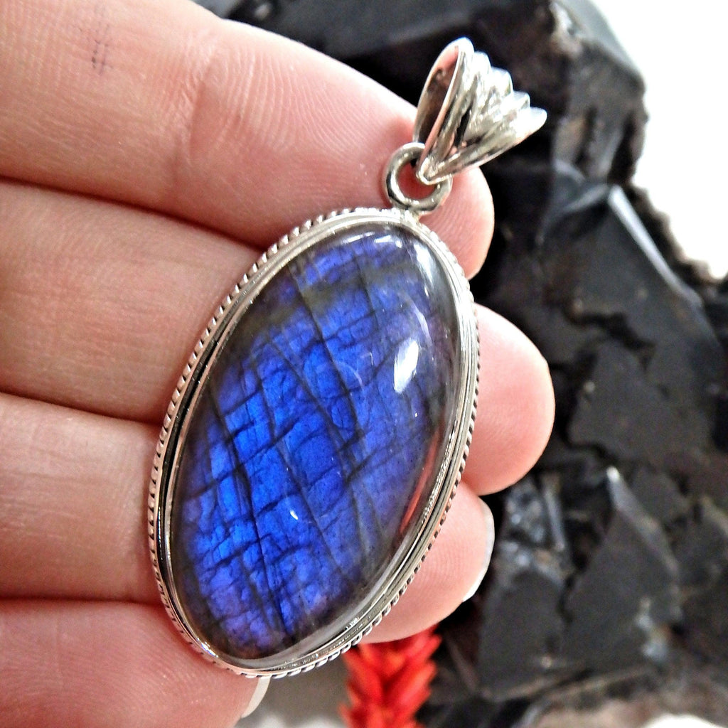 Royal Deep Blue Labradorite Pendant in Sterling Silver ( Includes Silver Chain)1 - Earth Family Crystals