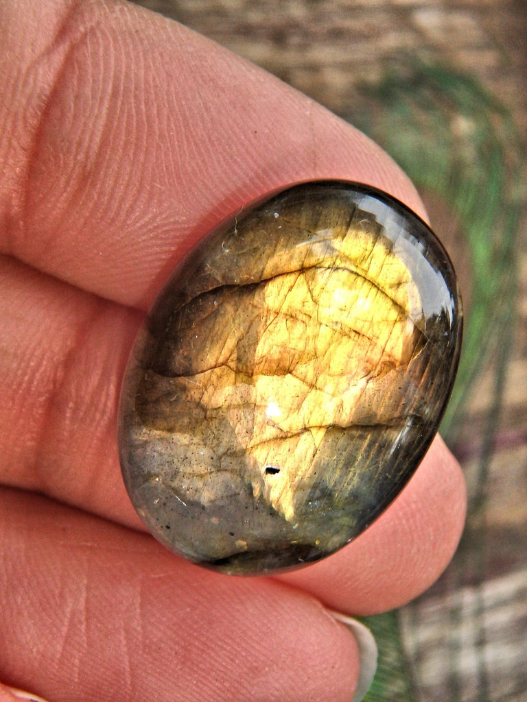Deep Gold & Peach Flashes Labradorite Cabochon - Earth Family Crystals