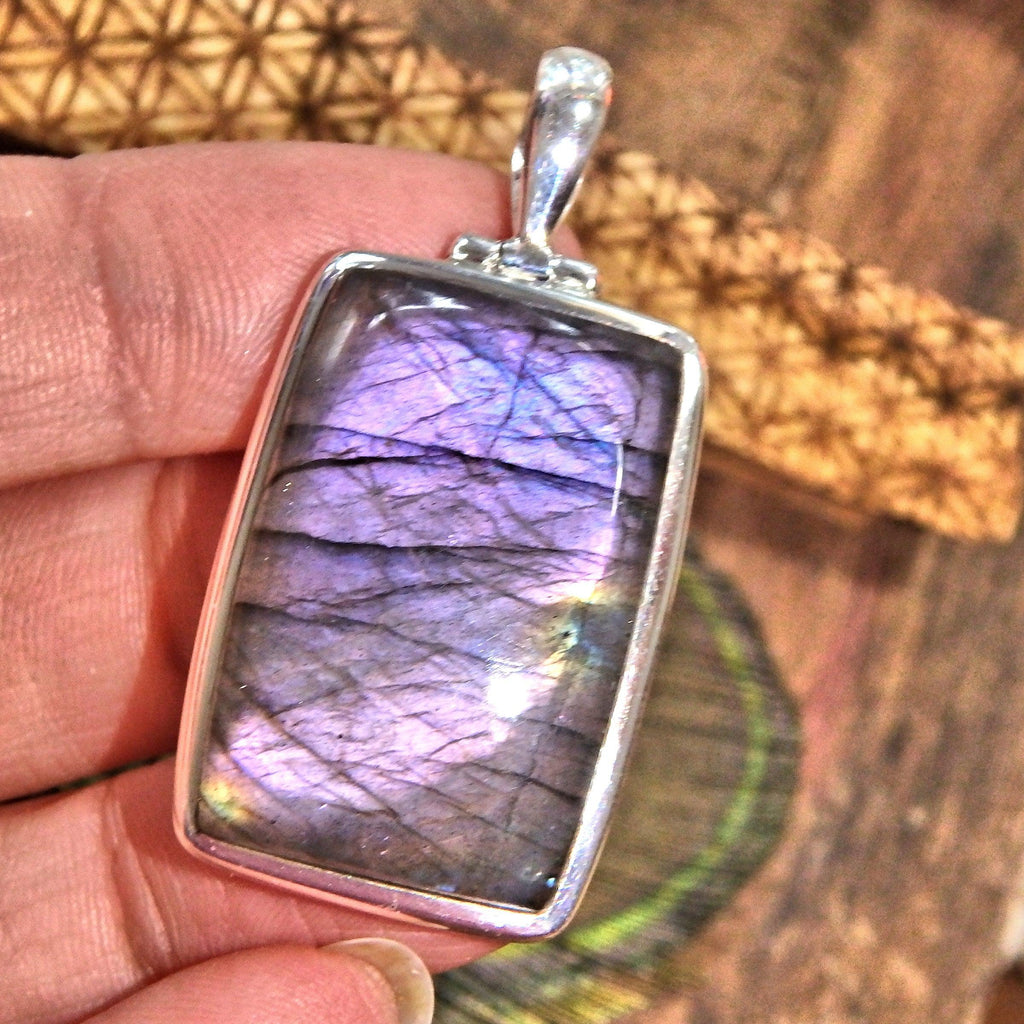 Mysterious Blushing Pink & Purple Labradorite Pendant in Sterling Silver (Includes Silver Chain) - Earth Family Crystals