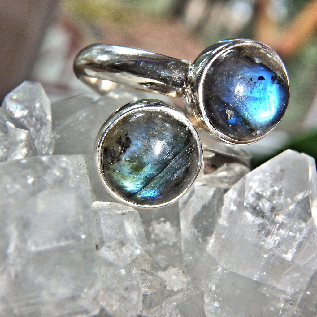 Flashy Blue Labradorite Sterling Silver Ring (Adjustable~Size 6.5-7.5) - Earth Family Crystals