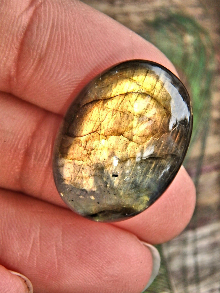 Deep Gold & Peach Flashes Labradorite Cabochon - Earth Family Crystals