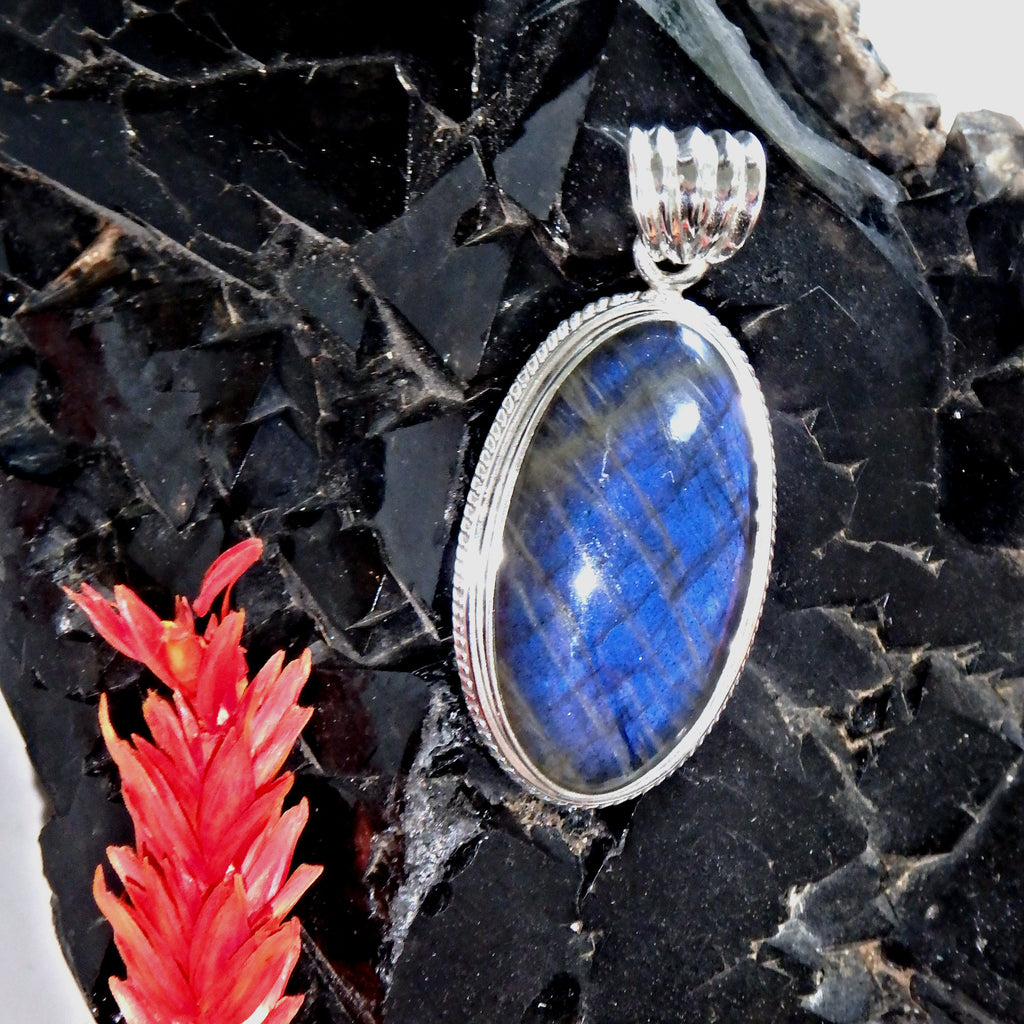 Royal Deep Blue Labradorite Pendant in Sterling Silver ( Includes Silver Chain)1 - Earth Family Crystals