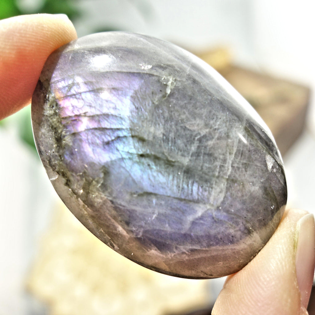 Rare Blushing Purple & Pink Inclusions Labradorite Handheld Palm Stone 1 - Earth Family Crystals