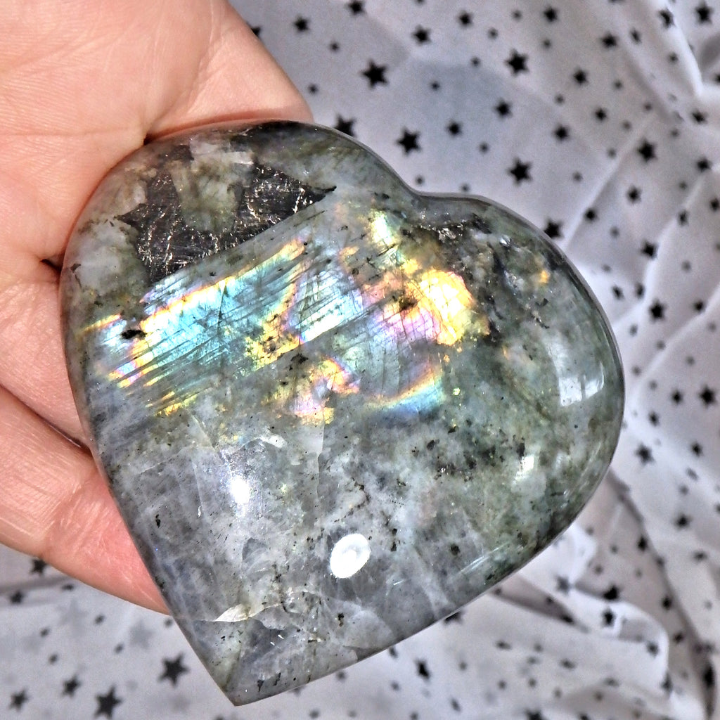 Rainbow Flashes Love Heart Labradorite Carving 8 - Earth Family Crystals