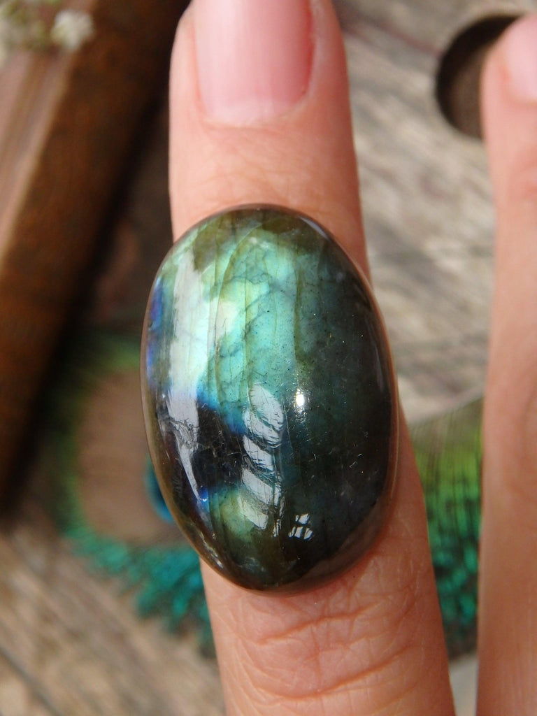 Gorgeous Foamy Blue Green Flash Labradorite Cabochon - Earth Family Crystals