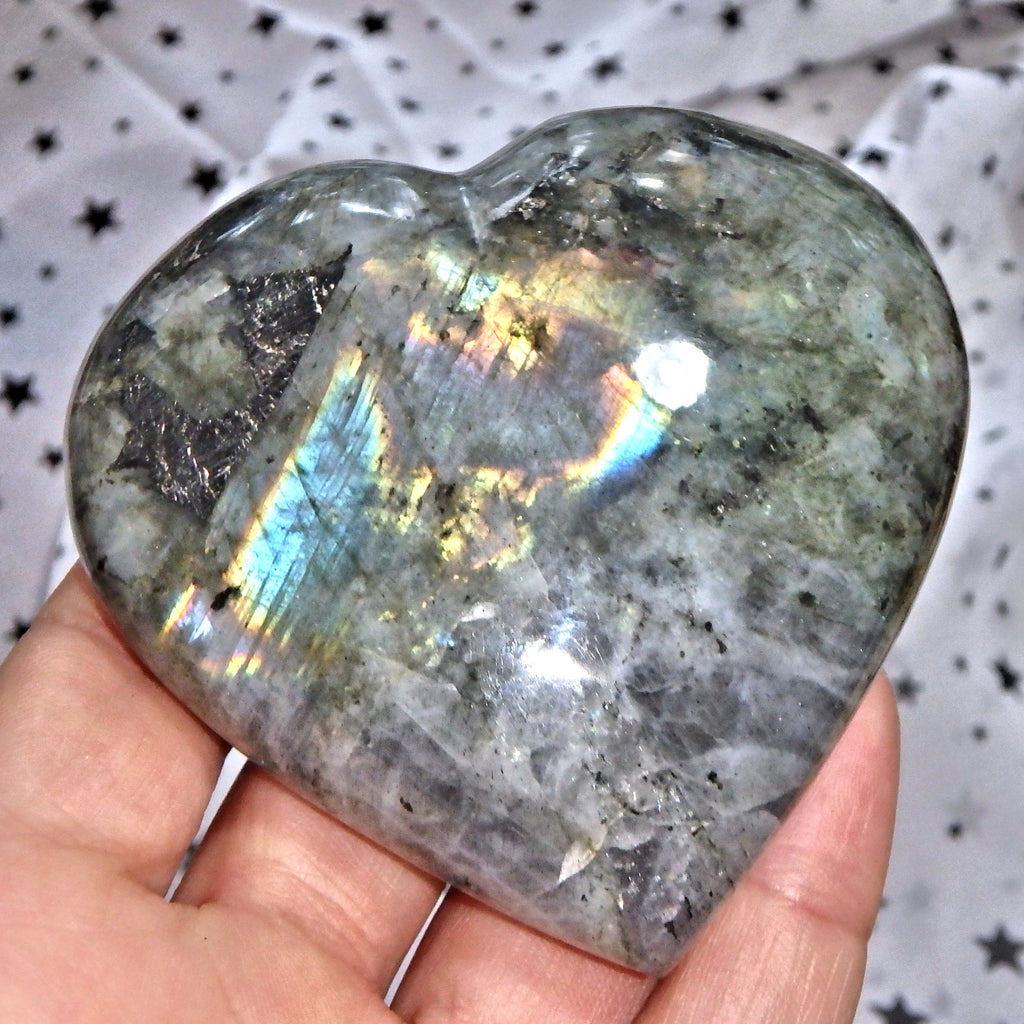 Rainbow Flashes Love Heart Labradorite Carving 8 - Earth Family Crystals