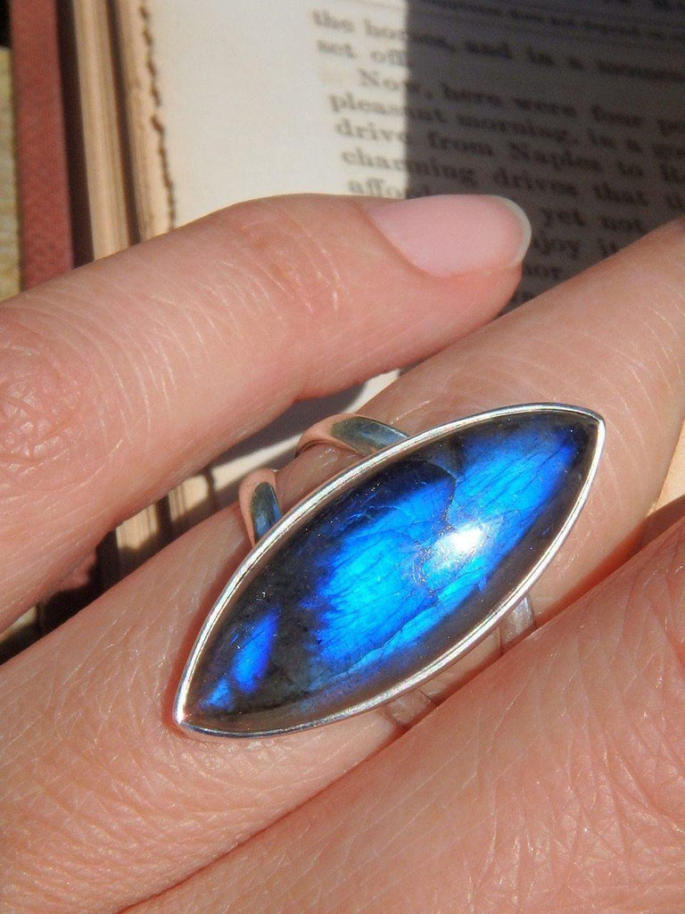 Cobalt Blue Glow Labradorite Ring in Sterling Silver (Size 6) - Earth Family Crystals