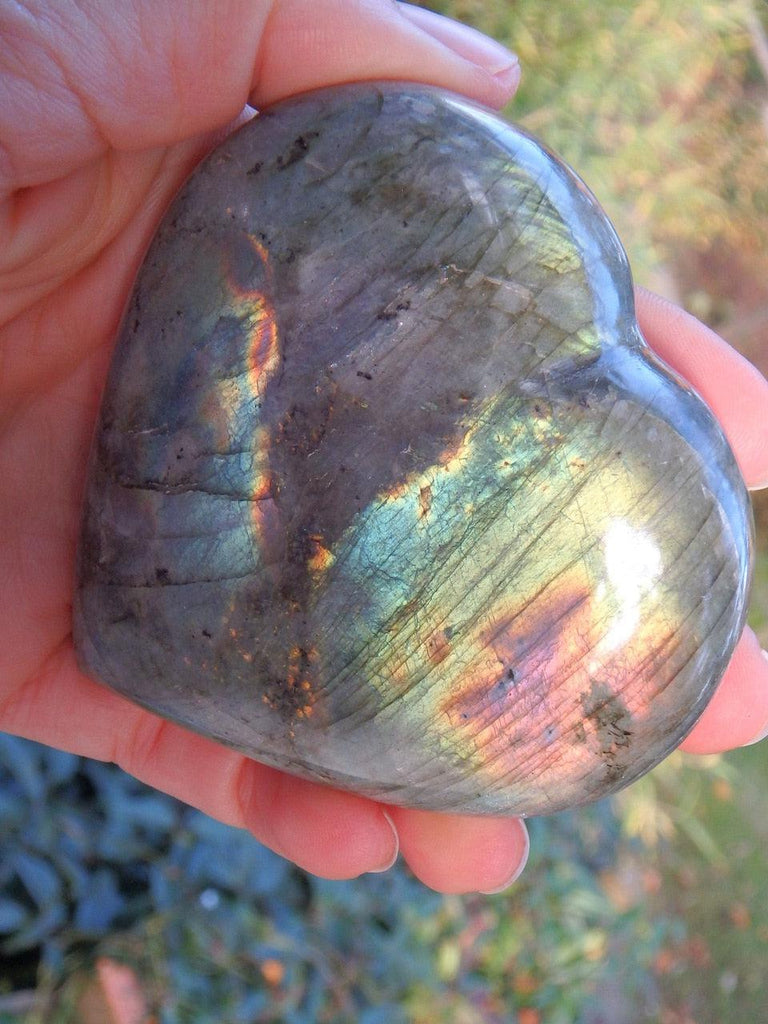 Pretty Multi Flash Labradorite Love Heart Carving Specimen - Earth Family Crystals