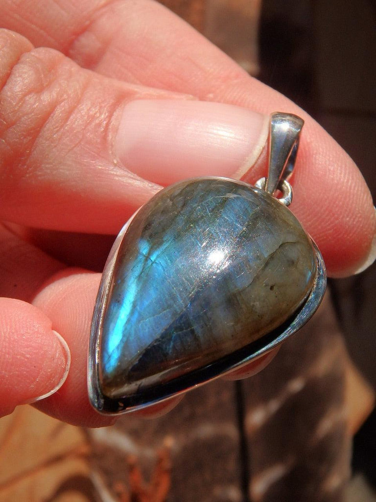 Flashes of Cobalt Blue Labradorite Pendant in Sterling Silver (Includes Silver Chain)1 - Earth Family Crystals